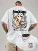 Camiseta de Moda de Verano para Hombre 2026 Nuevo Estampado Fresco de Oso 100% Algodón Corte Holgado Versátil Manga Corta