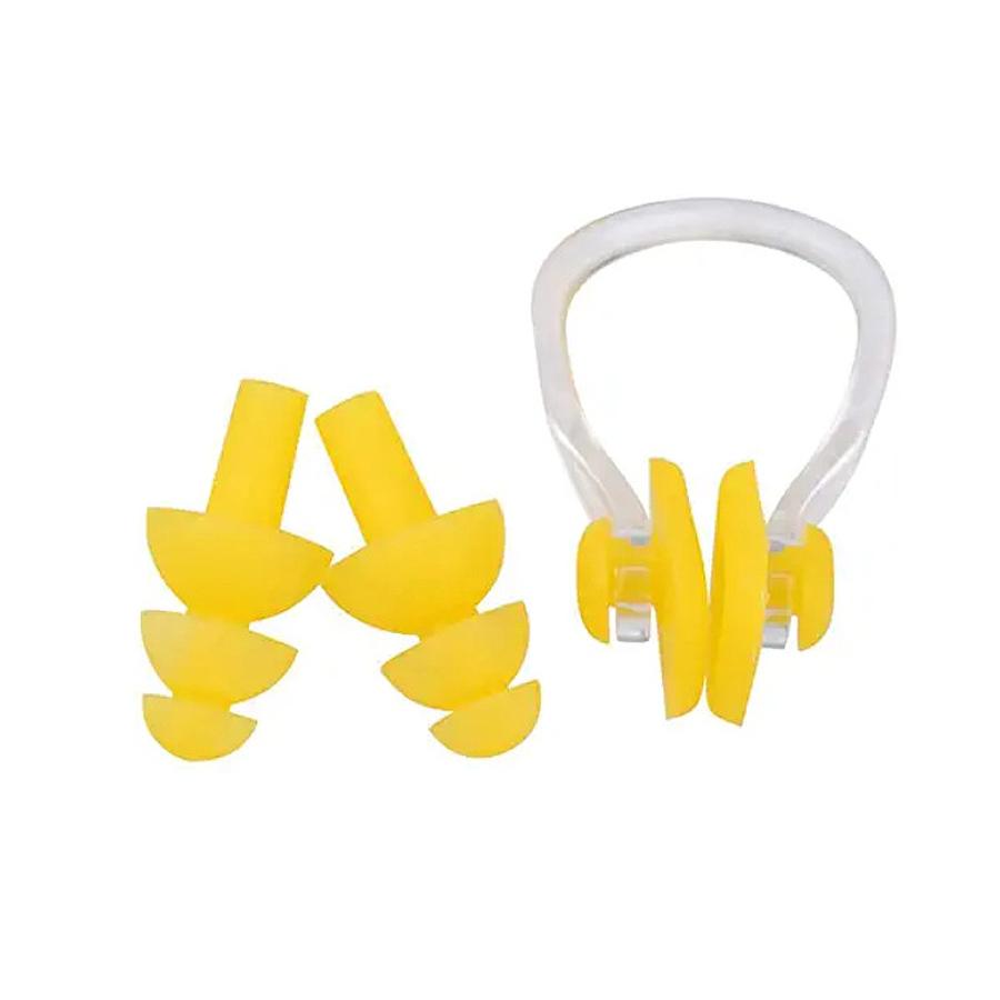 Swimming Nose Clip Earplug Set, Silicone Three-layer Waterproof Non-slip Nose Ears Protectors