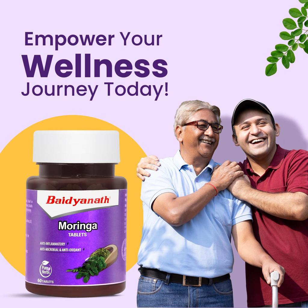 Baidyanath Ayurved Moringa Tablets 60Tab X Pack of 2 for Overall Health Wellness & Digestion Support