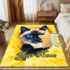 1PC Custom Name Blue Eyes Yellow Fur Theme Floor Mat Ideal for Living Room, Game Rooms, Office, Bedroom, Floor Mat Playful Design