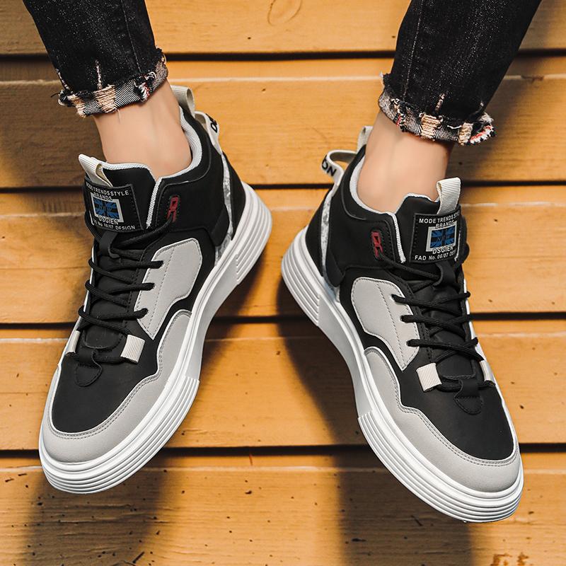 Fashion Men's Casual Shoes Skateboarding Shoes Lightweight High Top Men Shoes Flat Lace-Up Sneakers Male Business Travel Tenis Masculino