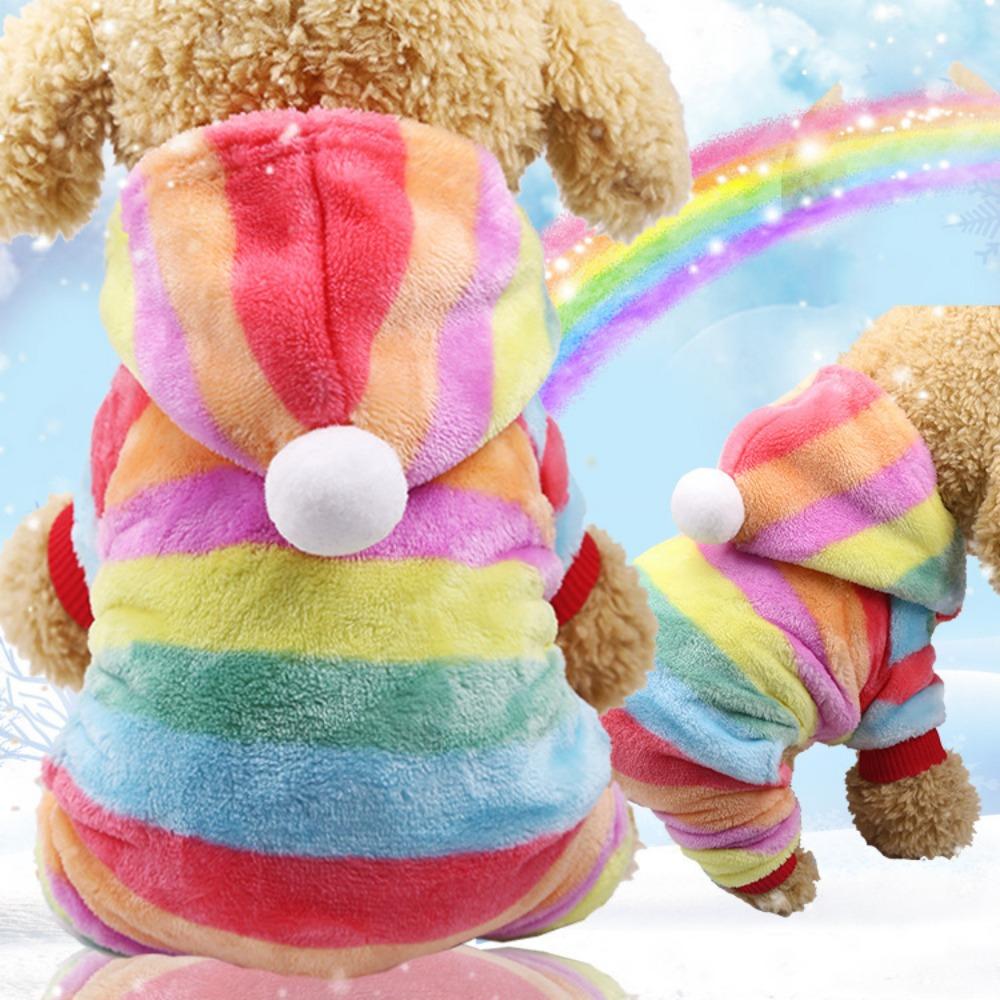 Four-legged Flannel Dog Pet Cat Dog Clothes Cat Supplies Warm Colorful Stripes