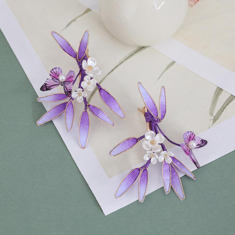Flower Hair Clips Forks Chinese Hanfu Hair Accessories for Women Hairpin Fork Handmade Vintage Wedding Hair Jewelry Retro Crowns for Girl and Women