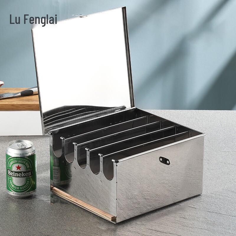 

Stainless Steel 5-Slot Knife Storage Box with Lid