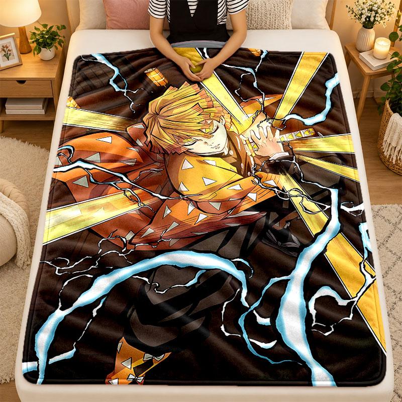 Flannel BlanketDemon Slayer Warm Soft Throw Blanket for Indoor Sofa Bed Living Room Use