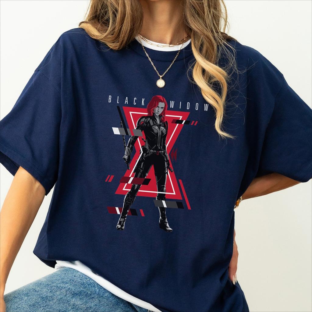 2026 New Black Widow Comic Art Unisex Retro Tshirt Breathable Soft Loose Version of the Top