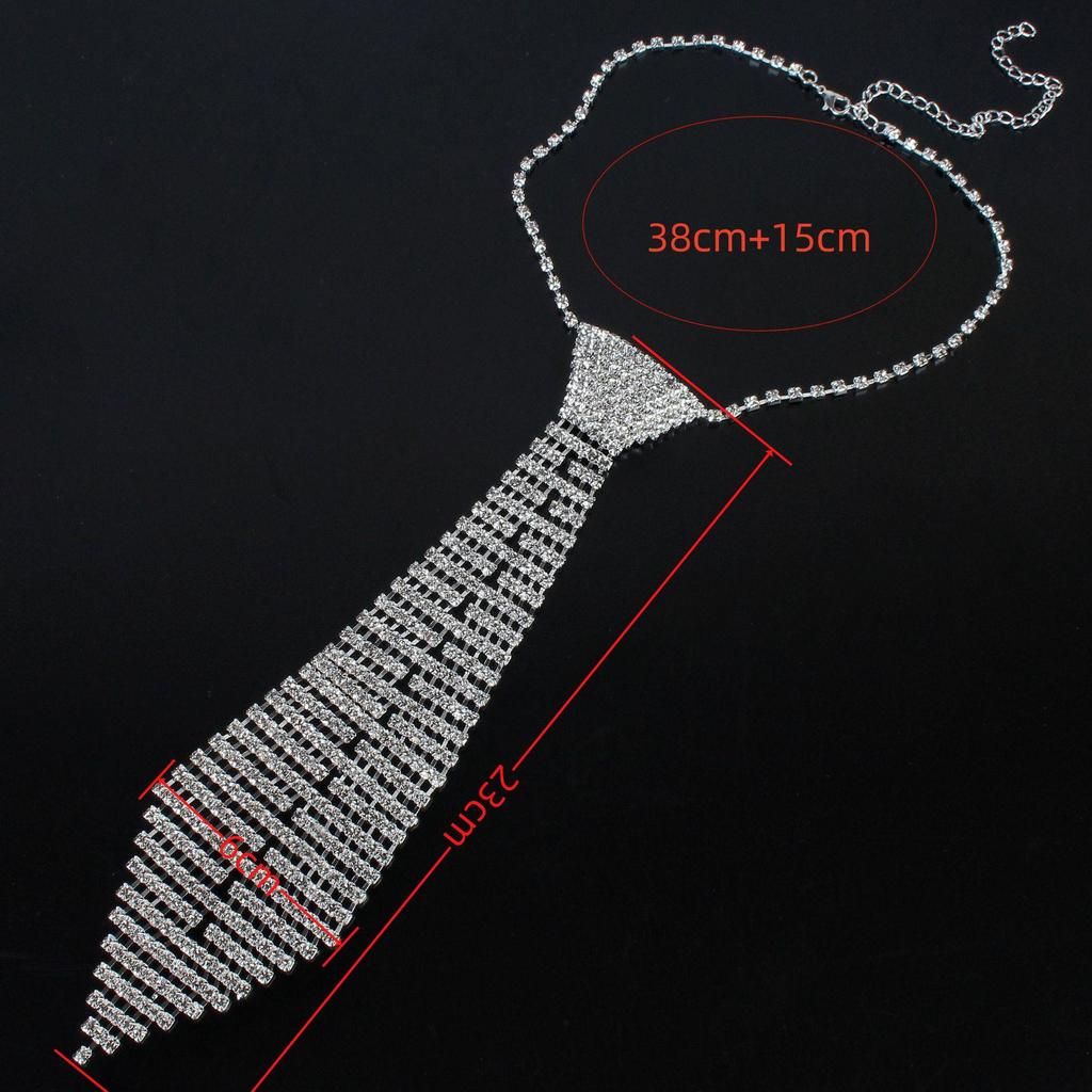 Fashionable Women's Rhinestone Bowtie Tassel Necklace - Party Jewelry Luxury