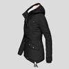 2025 Winter Women's Solid Color Hooded Parka Coat Thick Fleece Lined Cotton Jacket Outerwear