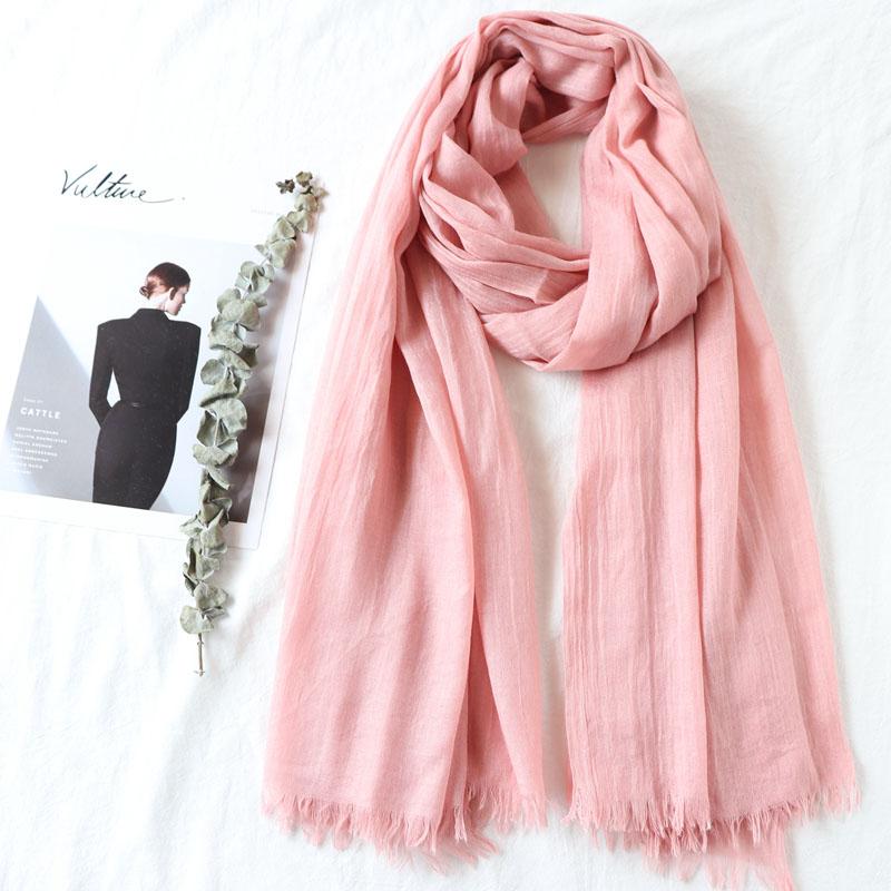 105*190cm One Piece Women Oversize Solid Plain Scarf Shawls Head Wraps Viscose Cashmere Muslim Frayed Hijabs Pashmina