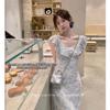 Summer Smudge Romantic Dress 2026 New Temperament French Women's Long Dress Waist Floral Small Flying Sleeve Suspender Skirt