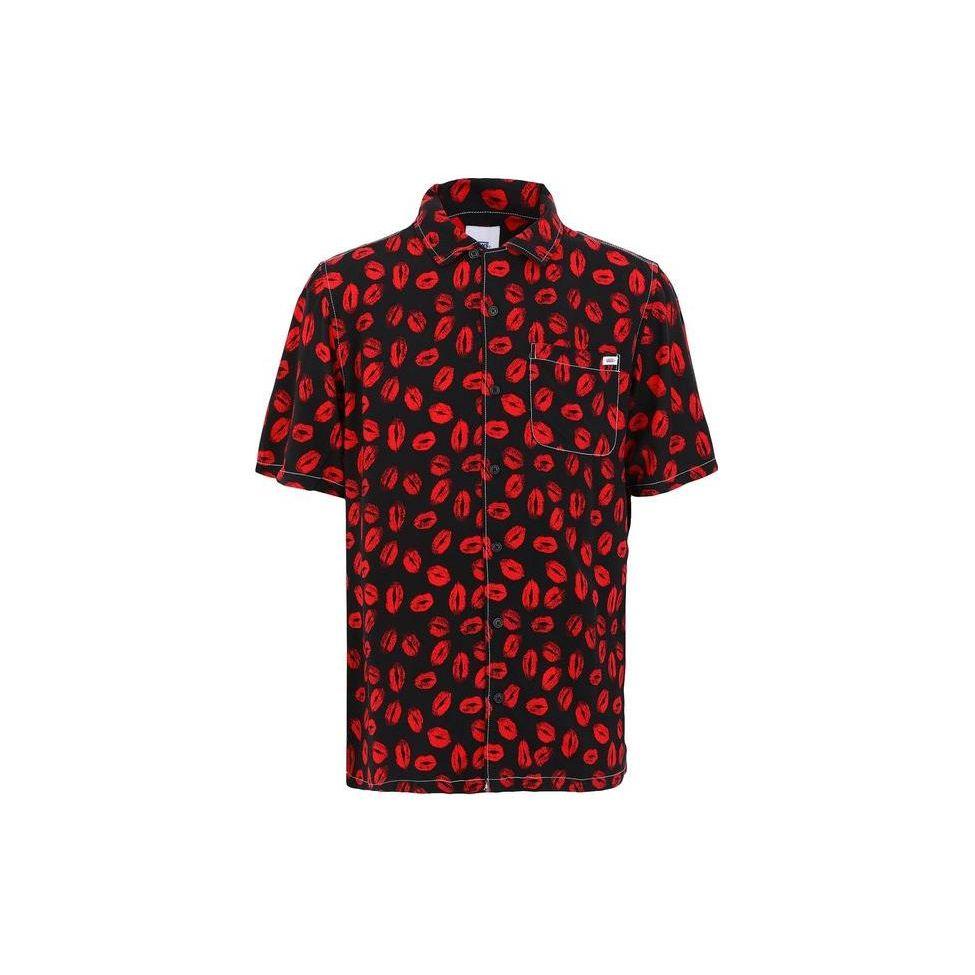 

Vans Red Lip Print Beach Polo Shirt Men Shirts Black VN0A545WBLK M