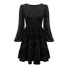 Damen Samtkleid Party Party Langarm A-Linie Layup Freizeitkleid