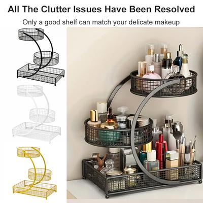 Dresser Shelf Organizer, Instant Makeup Storage For Vanity, Bathroom, Multi-Tier Cosmetic Holder With No Assembly Needed