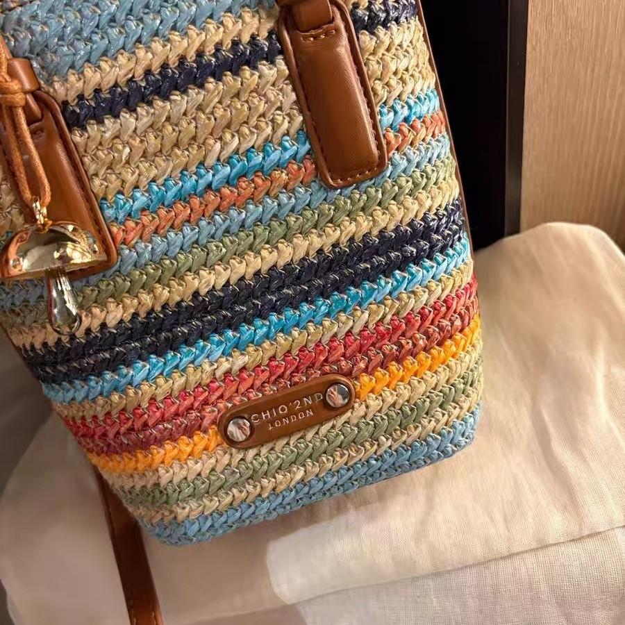 Nanfeng Versatile Trend Pana Holiday Bucket Bag Women's 2025 New Summer Hand Woven Bag Crossbody Bag