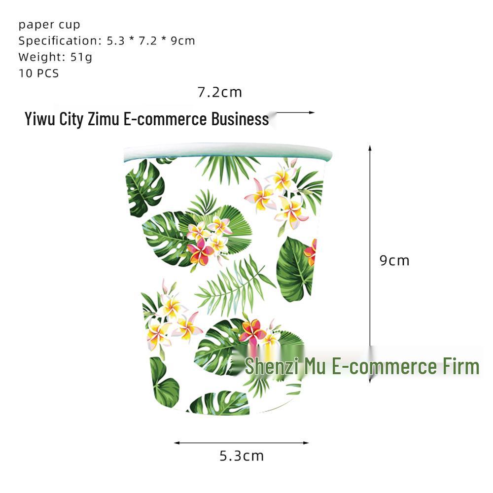 Hawaiian Party Decorations: Paper Plates, Cups, Napkins, Bags & Cutlery Set