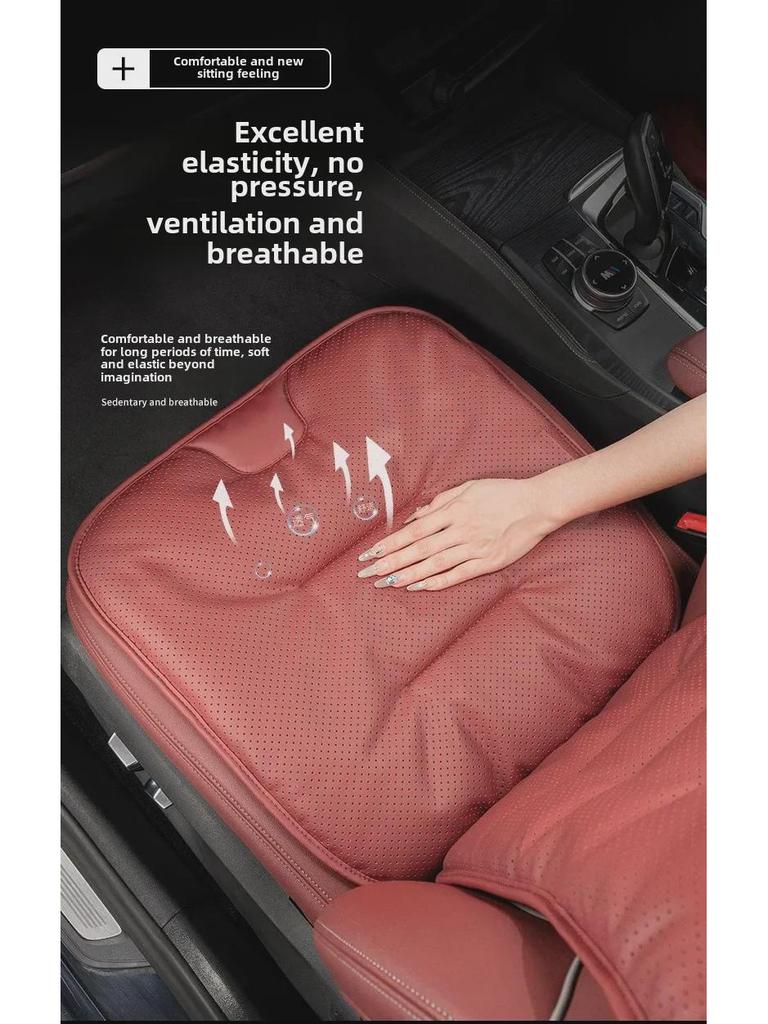 Universal Ventilated Nappa Leather Car Seat Cushions - Four Seasons, Breathable, High-Grade, Perforated Design for All Models.