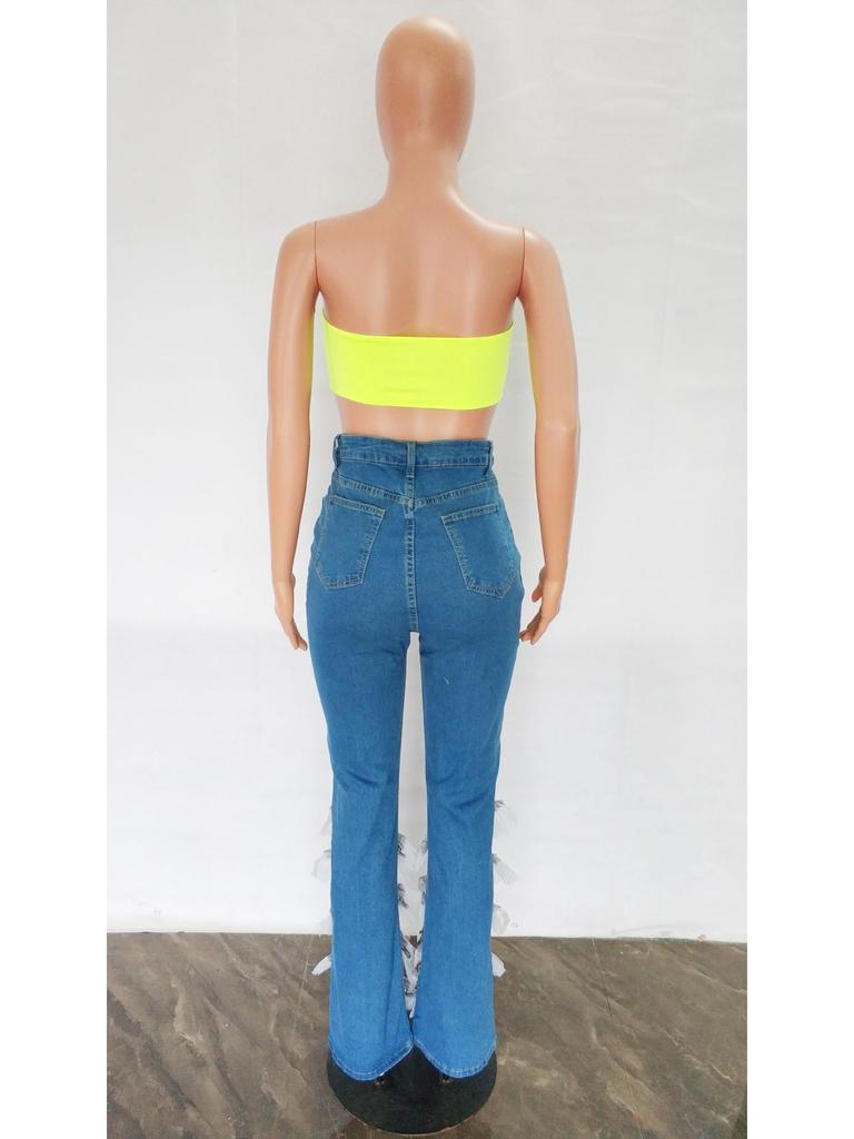 6935 European Style High Waist Micro Flare Denim Pants for Women