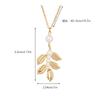 Fashion Leaf Necklace, Pearl Long Collarbone Chain Baroque Pendant Necklace
