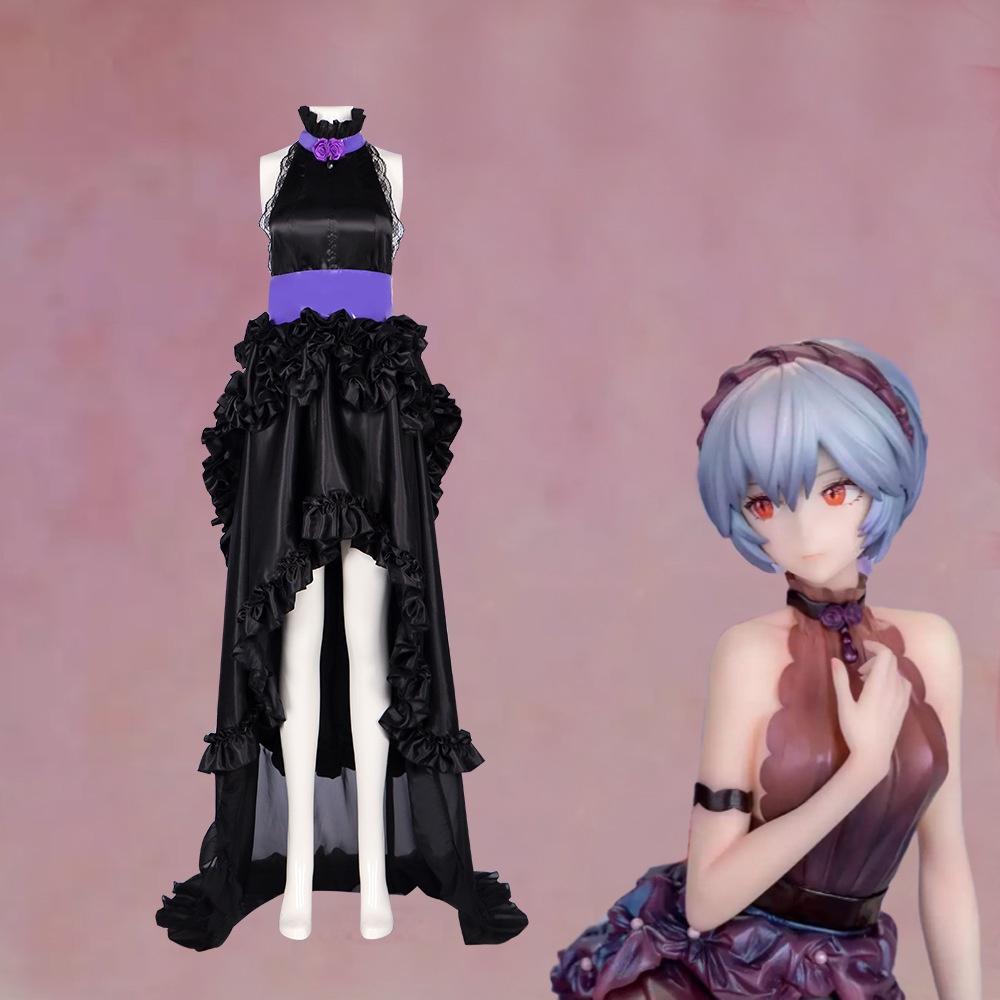 Rei Ayanami Evangelion Same Cosplay Costume Luxury Gown Halloween Party Up Dress