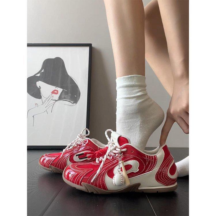 

Cowhide version~ Racing shoes inner height increase German training shoes women s 2025 new mesh breathable casual lightweight sports shoes 35 красный