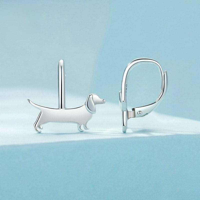 Rockyu Earrings and Rings for Silver Cat Animal Gift Women, Small, Set, 925, Casual, Cute, Earrings, Hoop, Motif, Birthday, Lover's Day, (Cat)