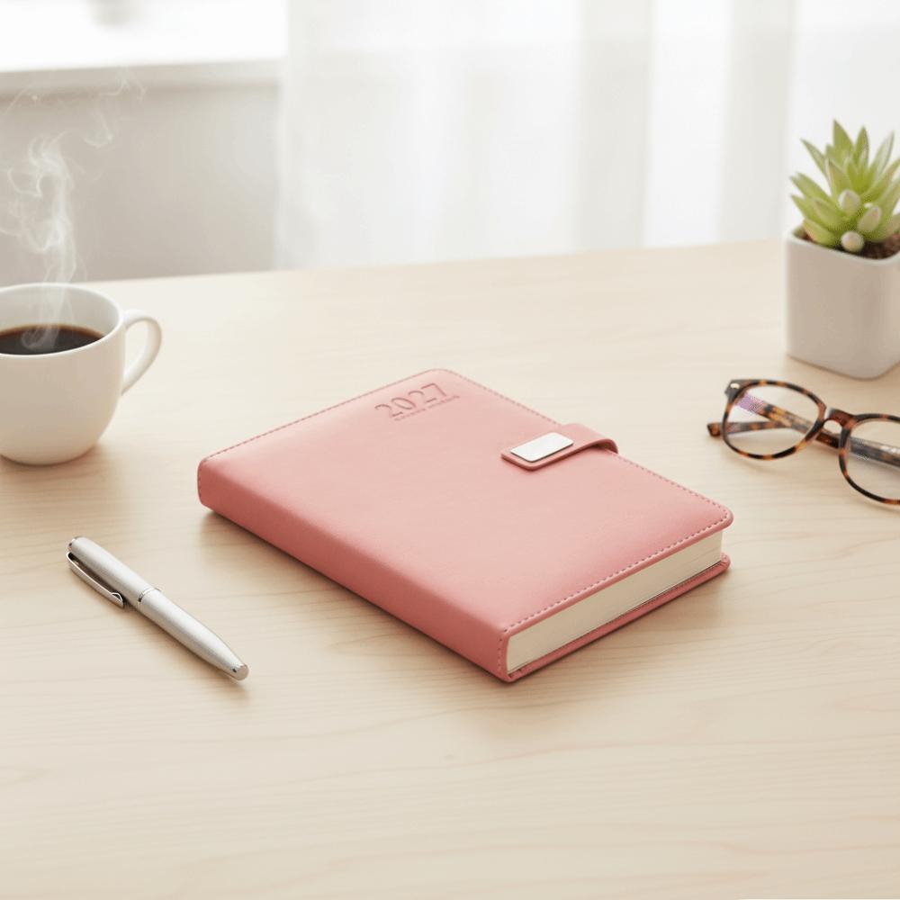 PU Leather Cover 2027 Schedule Planner Notepad A5 Wear-resistant Schedule Journal with Bookmark and Pen Loop Thick Paper