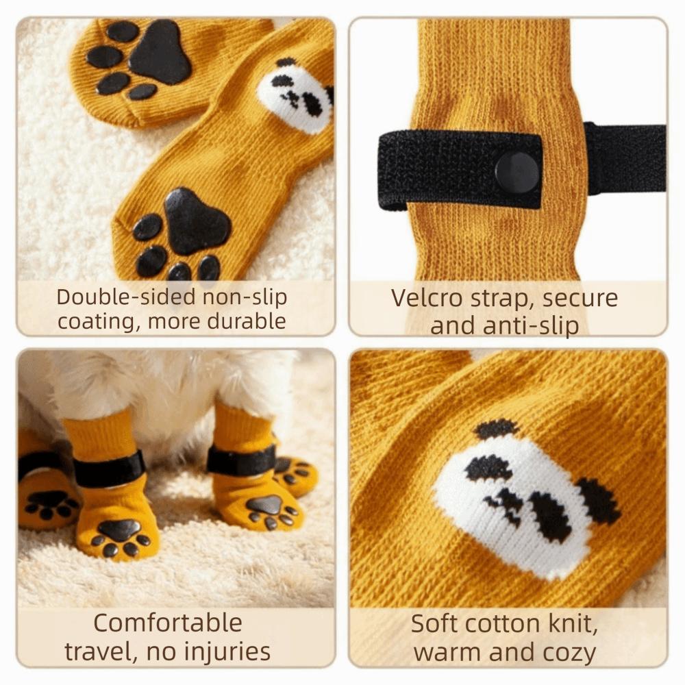 4PCS Soft Dog Anti-slip Socks Elastic Pet Floor Socks Practical Pet Foot Cover  Indoor Use