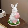 Handcrafts Resins Easters Bunnies Holding Eggs Decoration Cute Rabbit Figurine with Lawn Base for Home and Office Decors