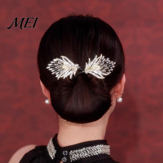 Safe Hairpin for Active Use Hair Bun Pin, Blue Feather Decor Maker Hairpin, Metal Fitness Accessories Construction Accessory Work Gym Dance