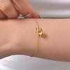 Jewelry Stainless Steel Flat Cross Chain Stereo Heart Bracelet 18K Gold Ladies 2564
