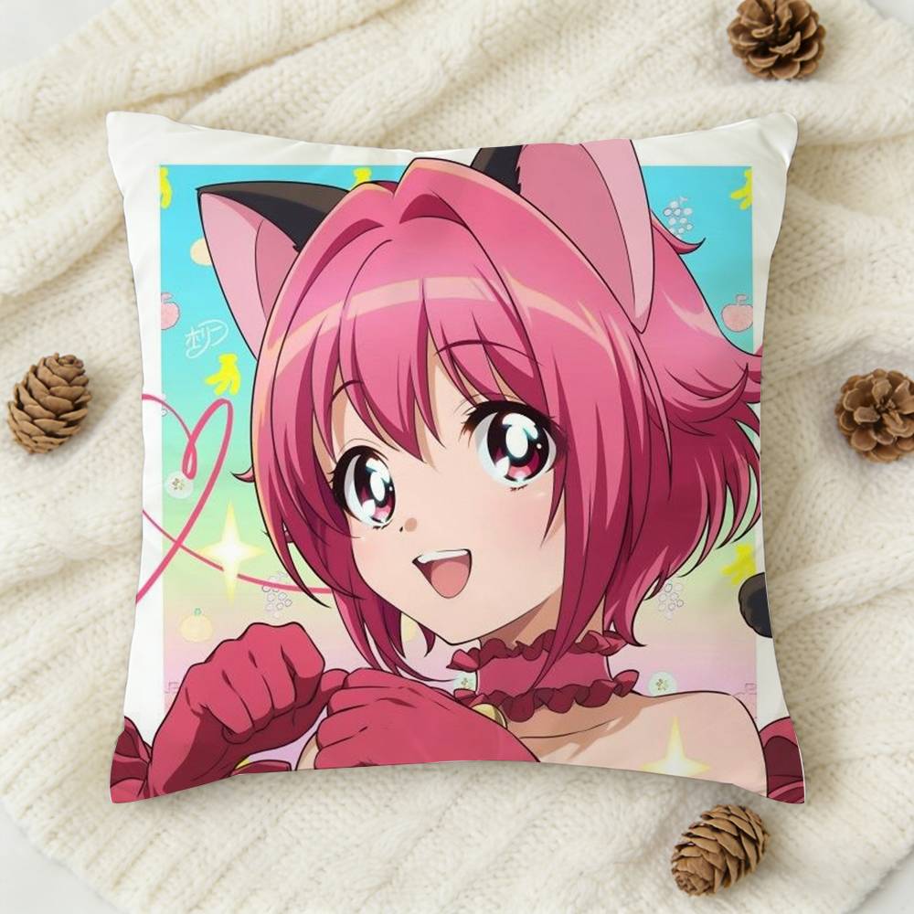 TTokyo Mew Mew Anime Doublesided Printed Square Decorative Cushion Cover for Sofa Living Room Home Decor