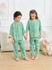 Children's Cotton Silk Pajama Set - Medium Sleeve, Long Pants, Cartoon Print, Thin, for Boys, Girls, and Babies.