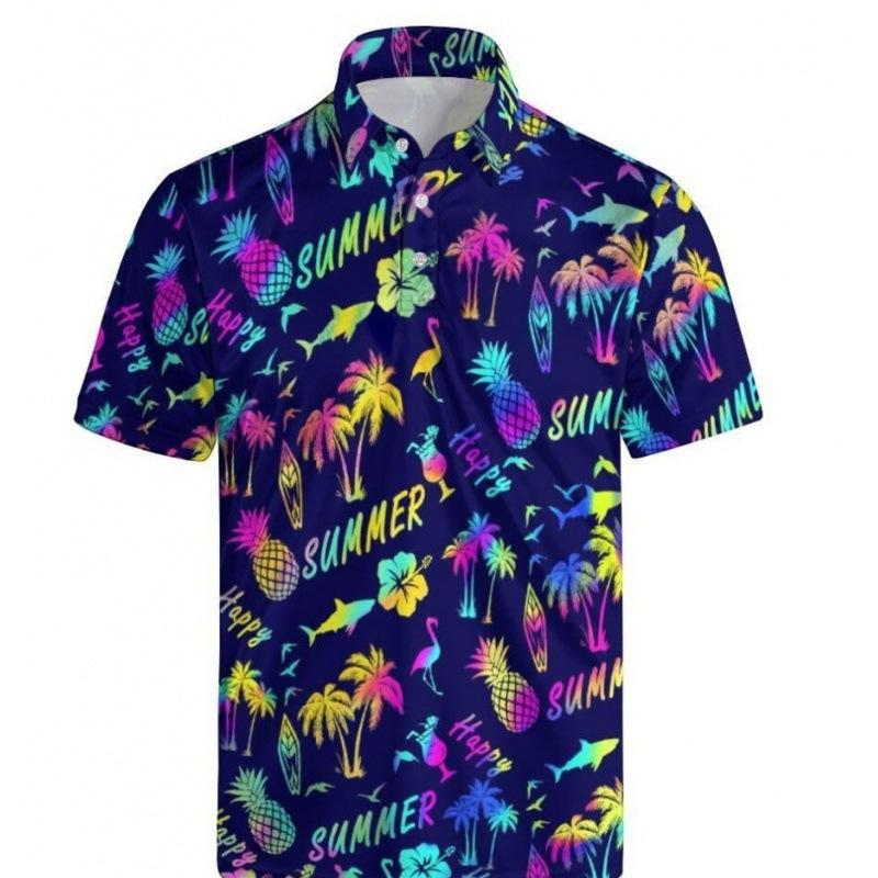 Short Sleeve Polo Shirt with Equestrian Horse Print, Casual Stylish Top