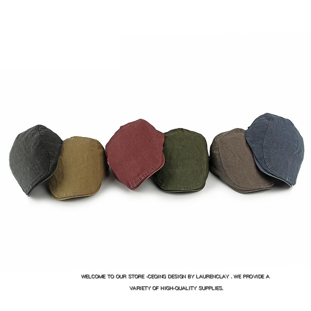 Cotton Cap Men's Forward Cap Solid Color Beret British Retro Front and Reverse Cap