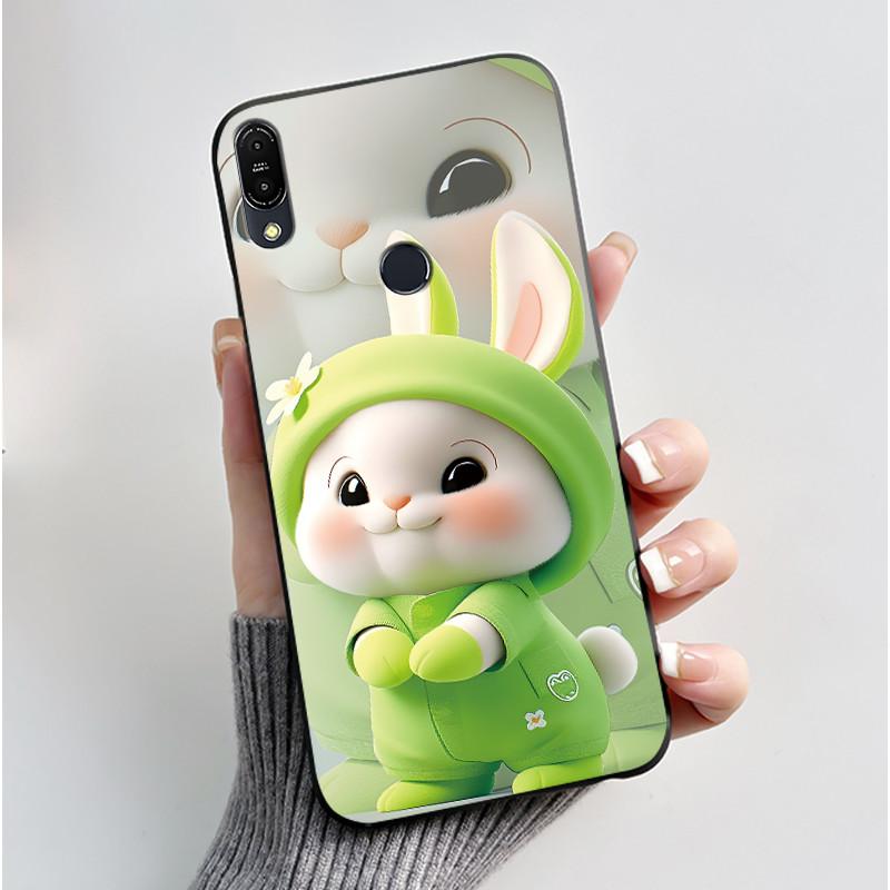 For Asus Zenfone Max Pro M1 ZB602KL ZB601KL X00TD / Max M1 ZB555KL X00PD Case Rabbit Cartoon Animals Black Soft Silicone Cover