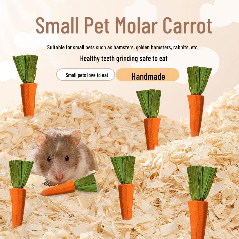 Small Animal Teeth Grinding Carrot Snacks - Hamster, Rabbit, Chinchilla Toy for Boredom Relief