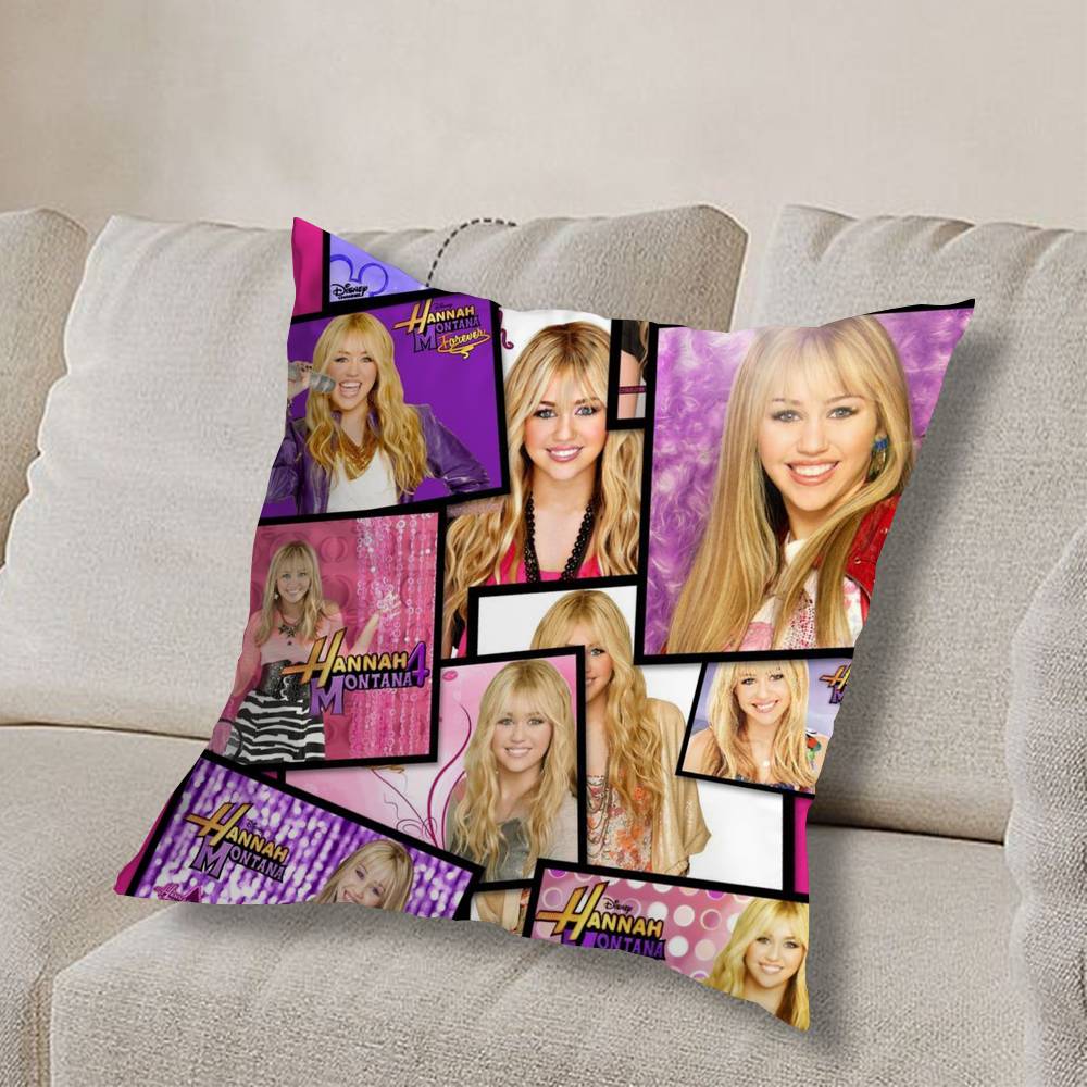 Kunst H-Hannah Montana-S Film Kissenbezug Sofa Wohnzimmer Schlafzimmer Kopfteil Rückenlehne Kissen Quadratisches Kissen Nickerchenzeit 30cmx30cm