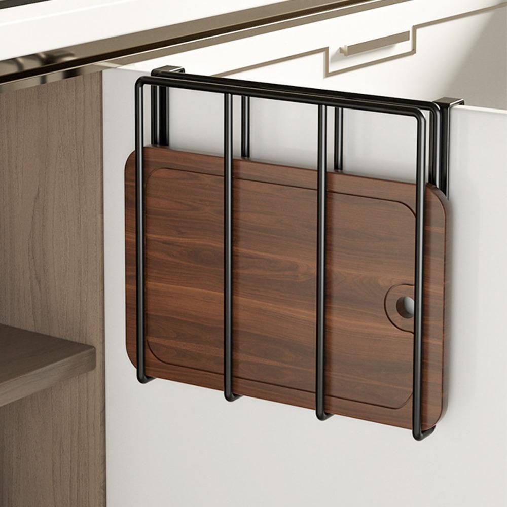 Carbon Steel Under Cabinet Rack 9.8×9.8×2.3in Black Chopping Board Organizer One-Layer Design Wall Mount Shelf Home Organization