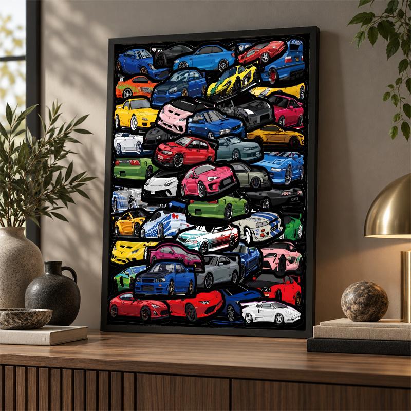 Zestaw do malowania po numerach diamentami JDM Sports Cars 5D Pełne wiercenie DIY Mozaika diamentowa Sztuka ścienna Dekoracja domu
