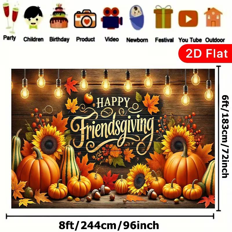2D Flat Printed Happy Friendsgiving Background Cloth