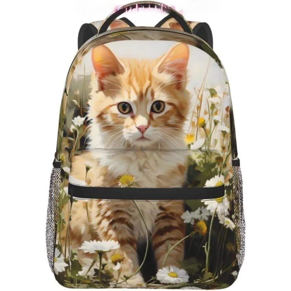 Laptop Bag Back To School Cute Daisy Cat Lightweight Laptop Backpack Lightweight Multipurpose Travel Casual Daypack Unisex Colle