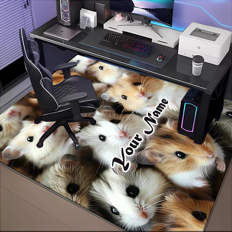 1PC Custom Name Hamster Love Collage Theme Floor Mat Ideal for Living Room, Game Rooms, Office, Bedroom,Floor Mat Playful Design