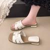 New 2025 Summer Women's Slippers Roman Fashion Designer Flat Sandals Latex Soft Sole Shoes Female Breathable Beach Flip-flops