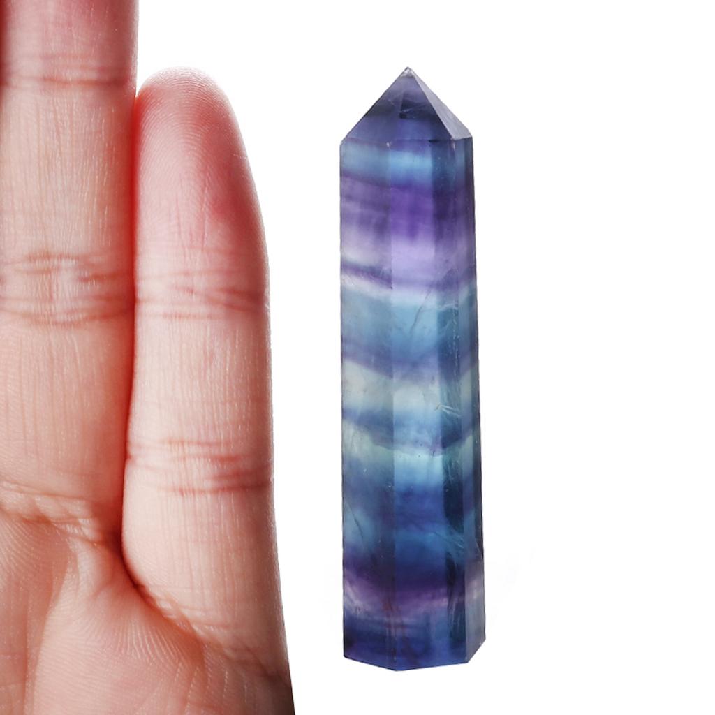 Natural Flourite Quartz Crystal Wand Colorful jewel Pure Point Healing