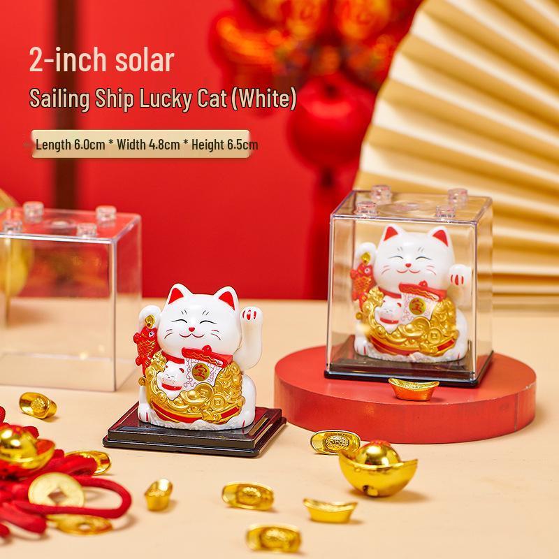 Solar Powered Waving Lucky Cat - Automatic Fortune Cat for Home, Desktop, or Car Decoration