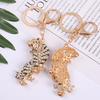 Keychain Pendant Sparkling Rhinestones Zodiac Tiger Shape Charm Key Chain Strong Lobster