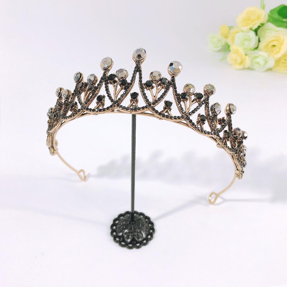 Baroque Retro Black Luxury Crown Bridal Tiara Wedding Dress Birthday Crown
