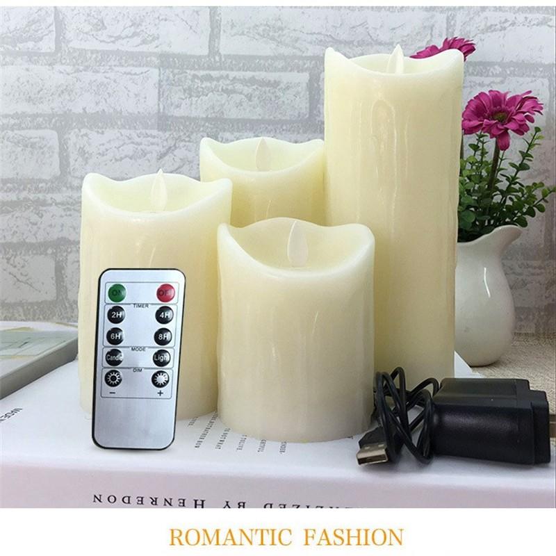 4-Pack Remote Control Rechargeable LED Candles Atmosphere Candlelit Dinner Home Decoration Rechargeable Remote Electronic Candle