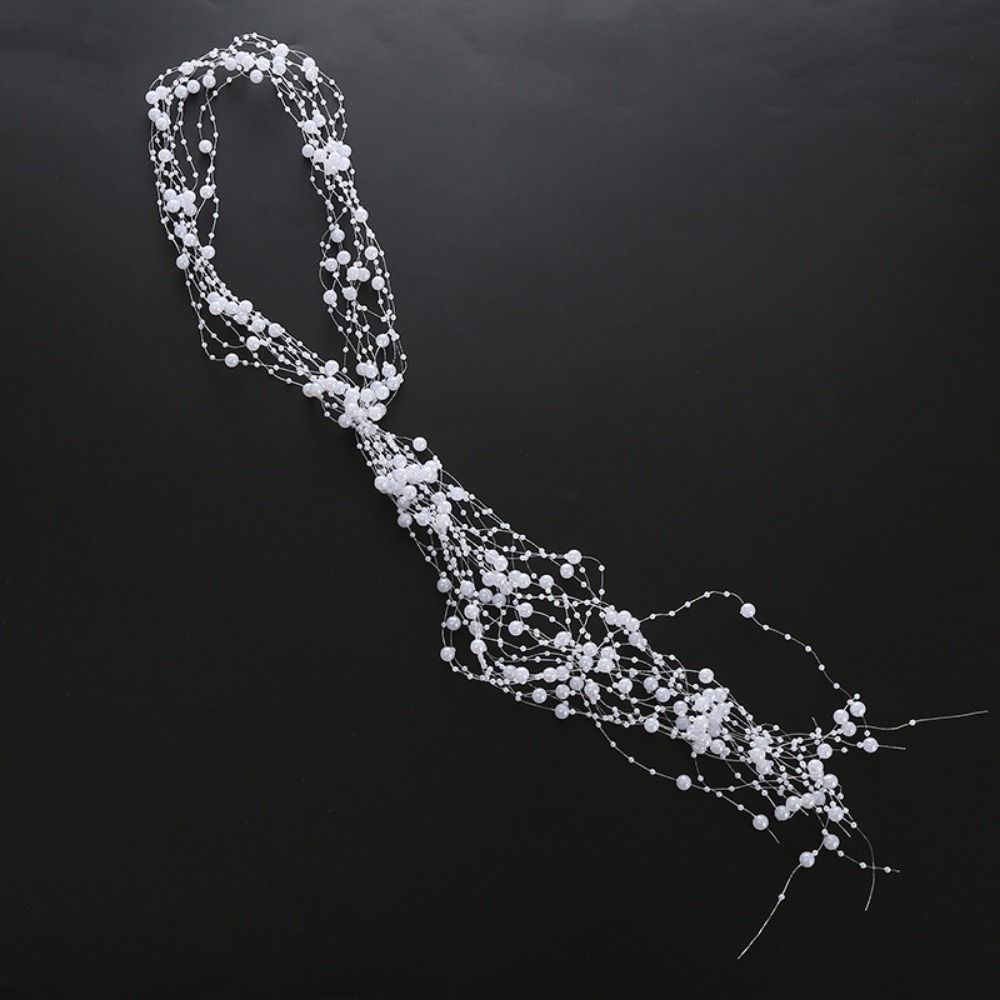 Multi-Layer Bridal Pearl Headband Handmade Pearl Tassel Headpiece Beaded Tassel Wreath Bridesmaid
