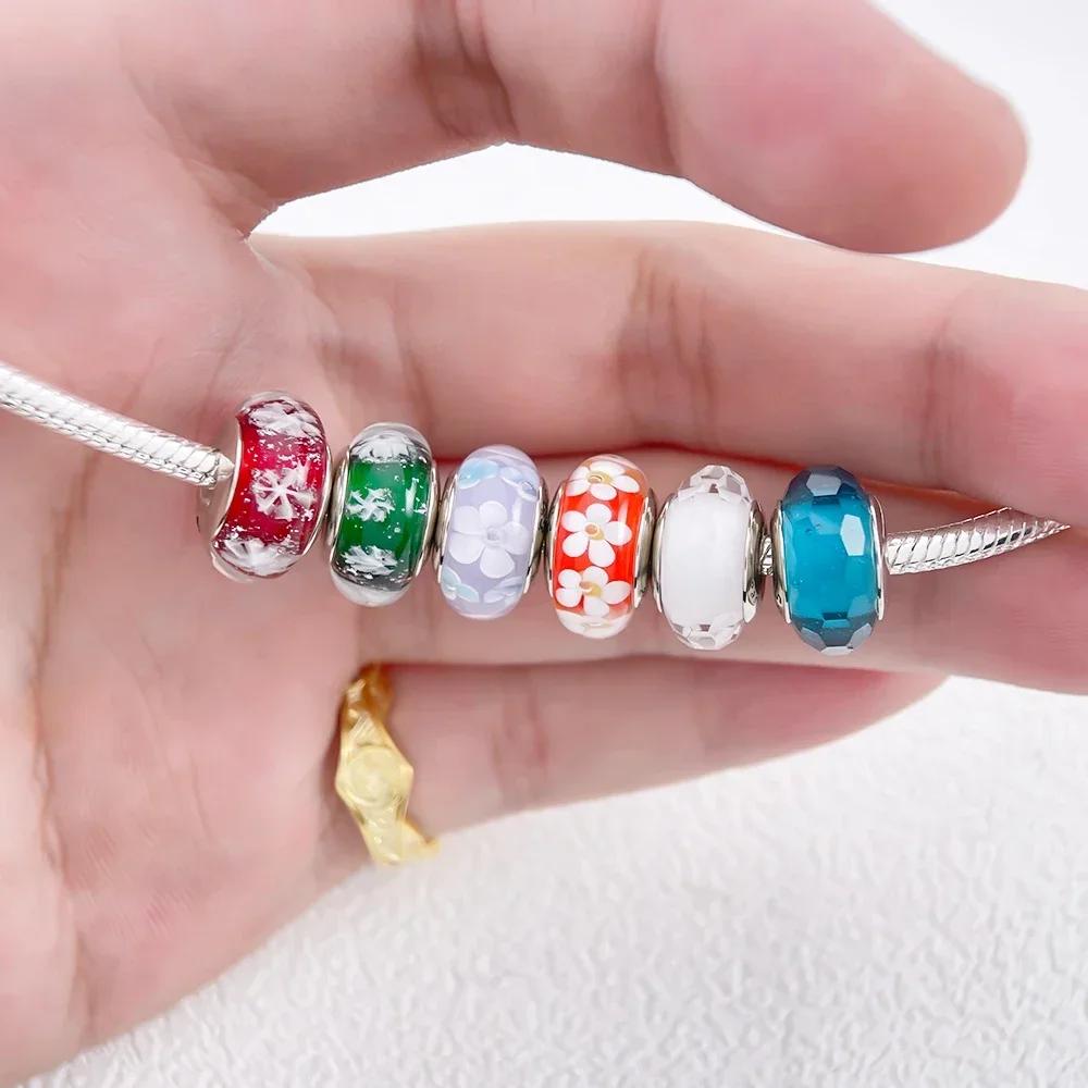 Copperblue Series Crystal Enamel Murano Charming Bead Copper Color Beads Fit Original Bracelet For Women Diy Jewelry Gifts
